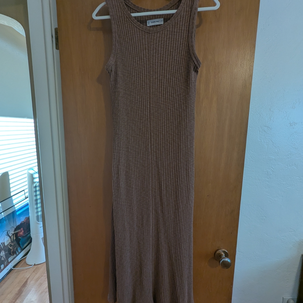 Everlane Ribbed Knit Maxi Dress - Brown